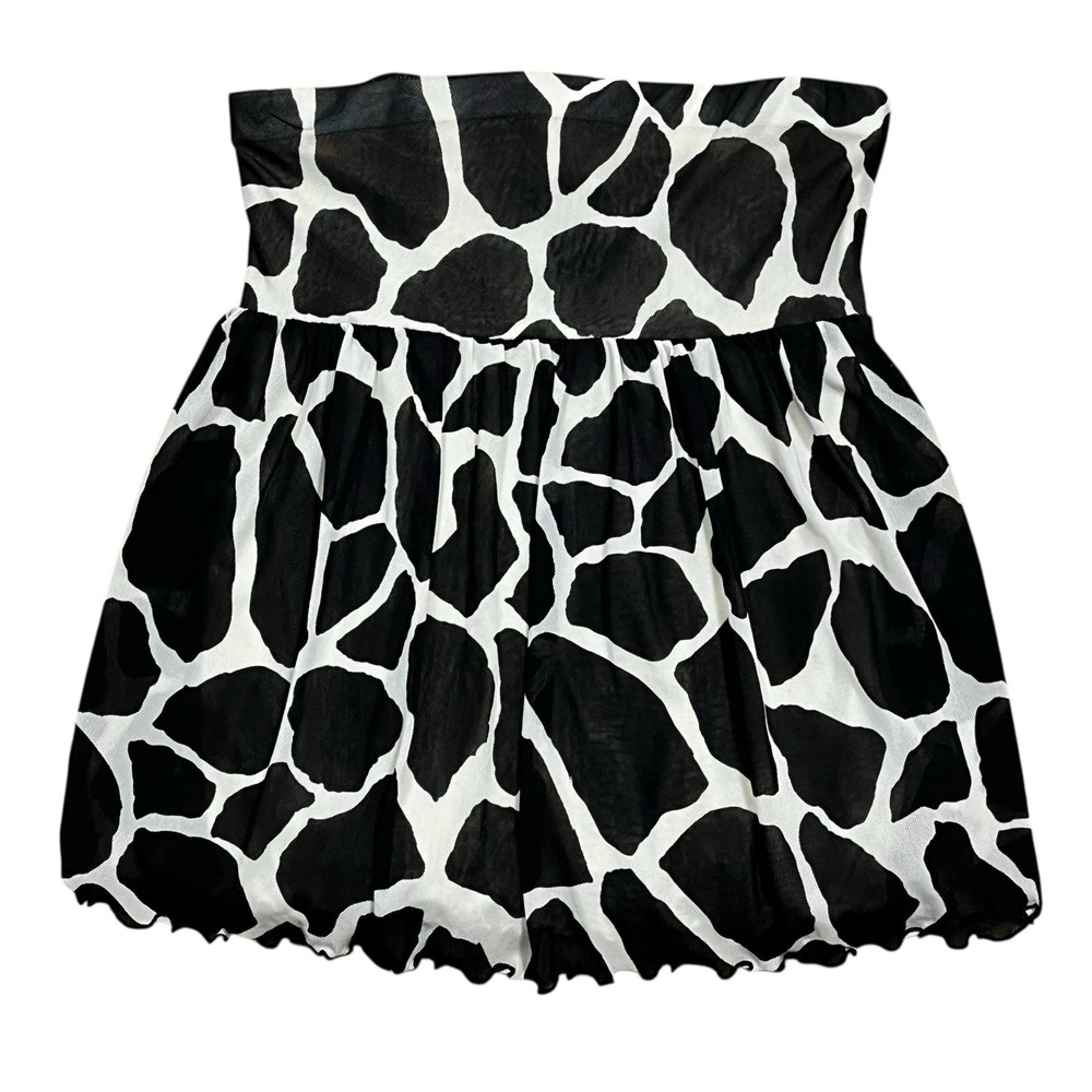 MODA International Women's Giraffe Print Halter‎ Top Size S Black White Party